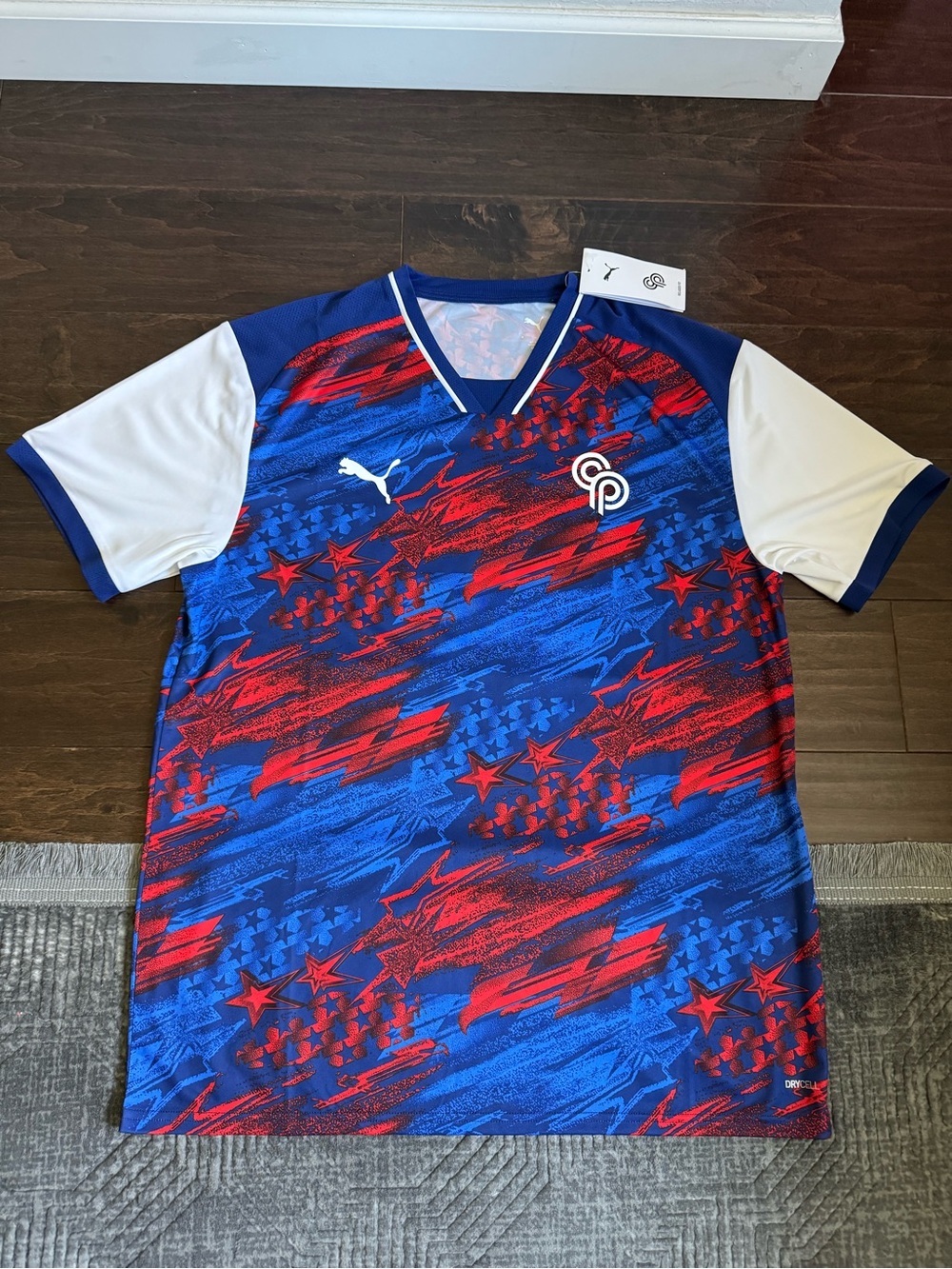 Puma Men’s Blue, Red & White Graphic Short Sleeve Jersey